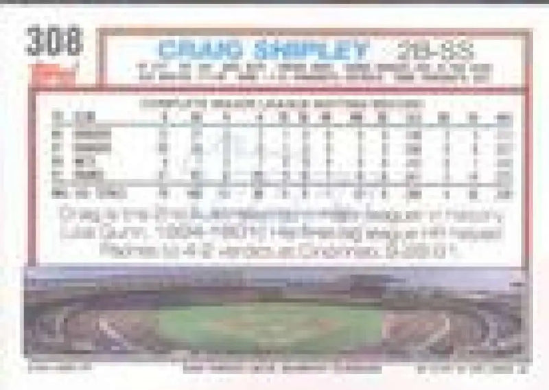 1992 Topps Micro #308 Craig Shipley NM-MT San Diego Padres Baseball Card - Baseball Card Single