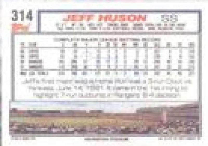 1992 Topps Micro #314 Jeff Huson NM-MT Texas Rangers Baseball Card - Baseball Card Single