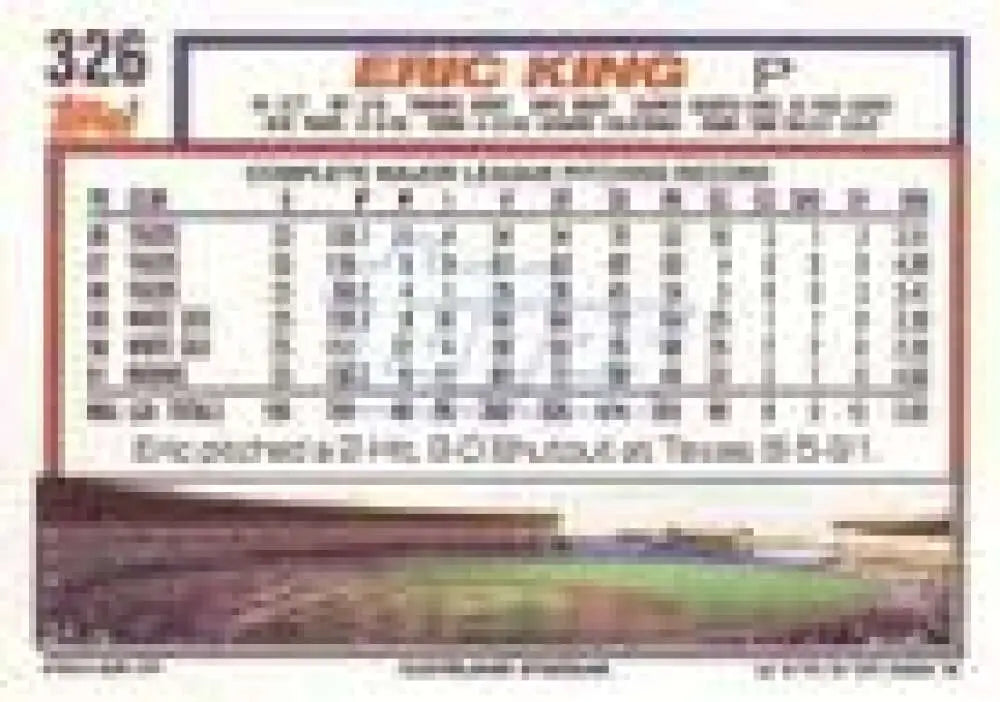 1992 Topps Micro #326 Eric King NM-MT Cleveland Indians Baseball Card - Baseball Card Single