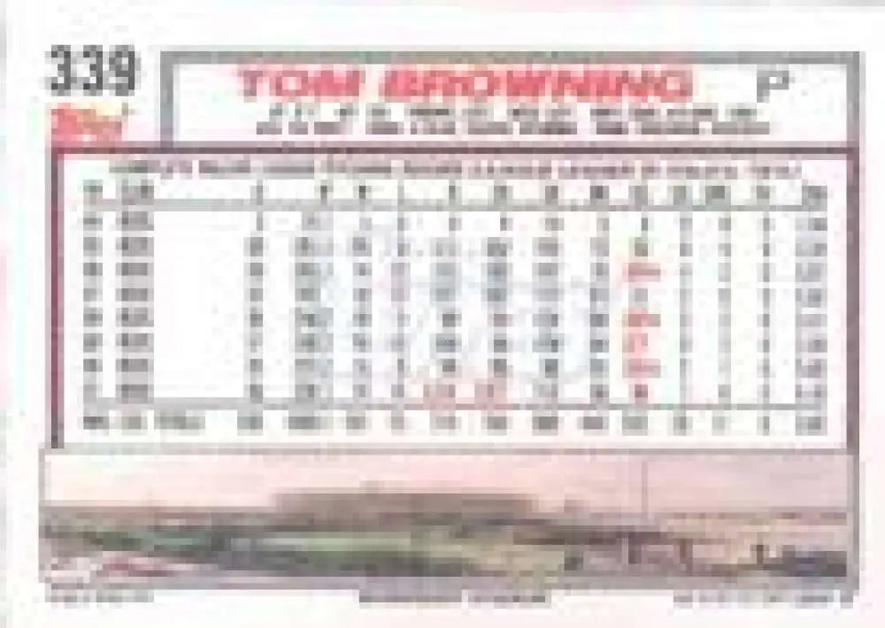 1992 Topps Micro #339 Tom Browning NM-MT Cincinnati Reds Baseball Card - Baseball Card Single