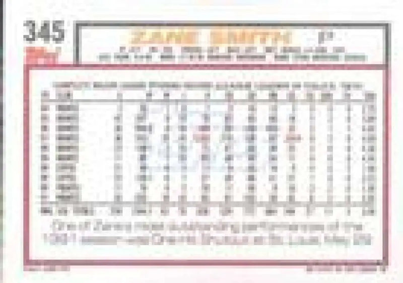 1992 Topps Micro #345 Zane Smith NM-MT Pittsburgh Pirates Baseball Card - Baseball Card Single