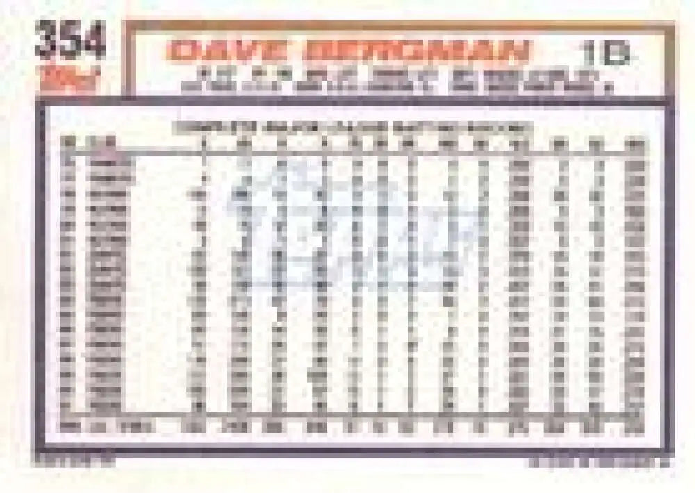 1992 Topps Micro #354 Dave Bergman NM-MT Detroit Tigers Baseball Card - Baseball Card Single
