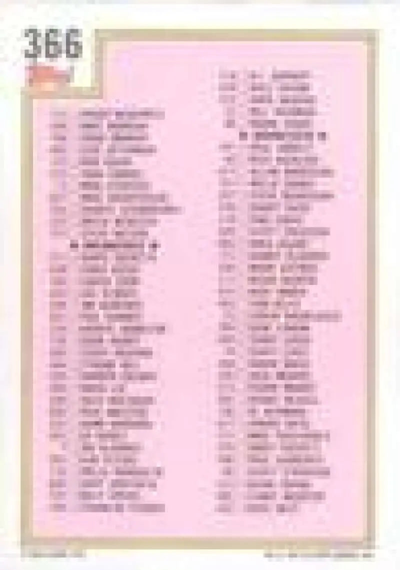 1992 Topps Micro #366 Checklist 265-396 NM-MT Baseball Card - Baseball Card Single