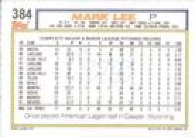 1992 Topps Micro #384 Mark Lee NM-MT Milwaukee Brewers Baseball Card - Baseball Card Single