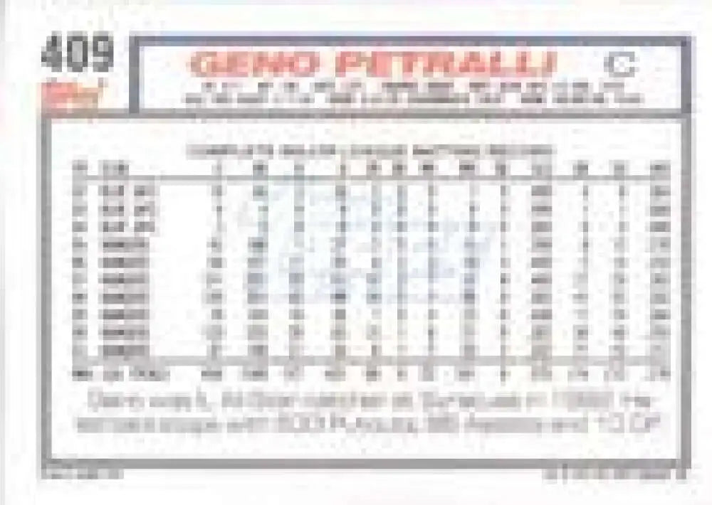 1992 Topps Micro #409 Geno Petralli NM-MT Texas Rangers Baseball Card - Baseball Card Single