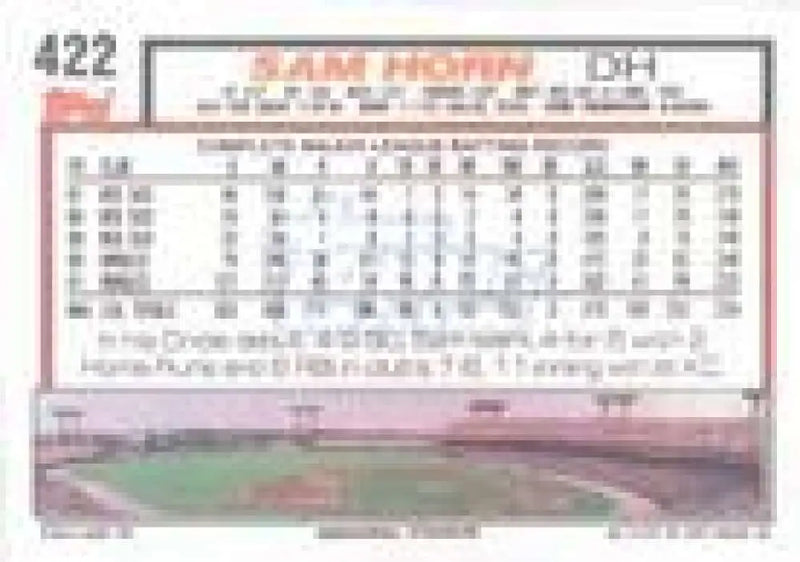 1992 Topps Micro #422 Sam Horn NM-MT Baltimore Orioles Baseball Card - Baseball Card Single