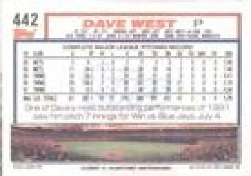 1992 Topps Micro #442 Dave West NM-MT Minnesota Twins Baseball Card - Baseball Card Single