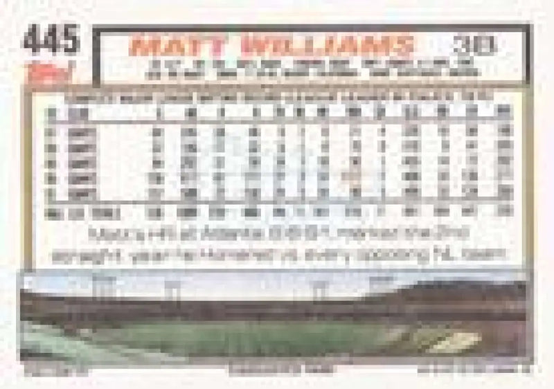 1992 Topps Micro #445 Matt Williams NM-MT San Francisco Giants Baseball Card - Baseball Card Single