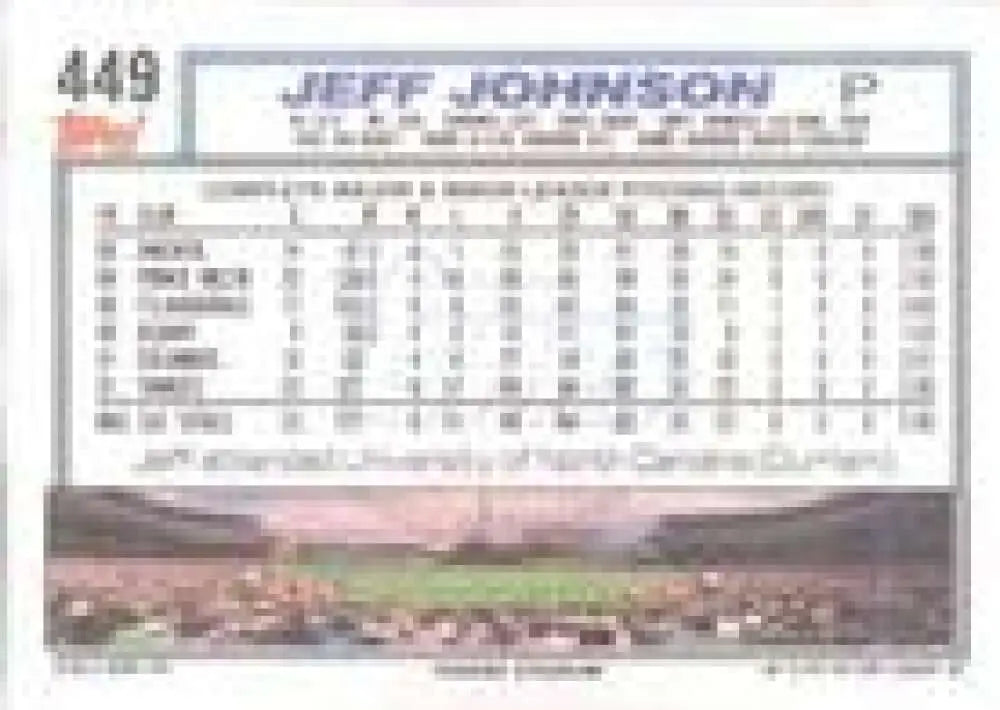1992 Topps Micro #449 Jeff Johnson NM-MT New York Yankees Baseball Card - Baseball Card Single