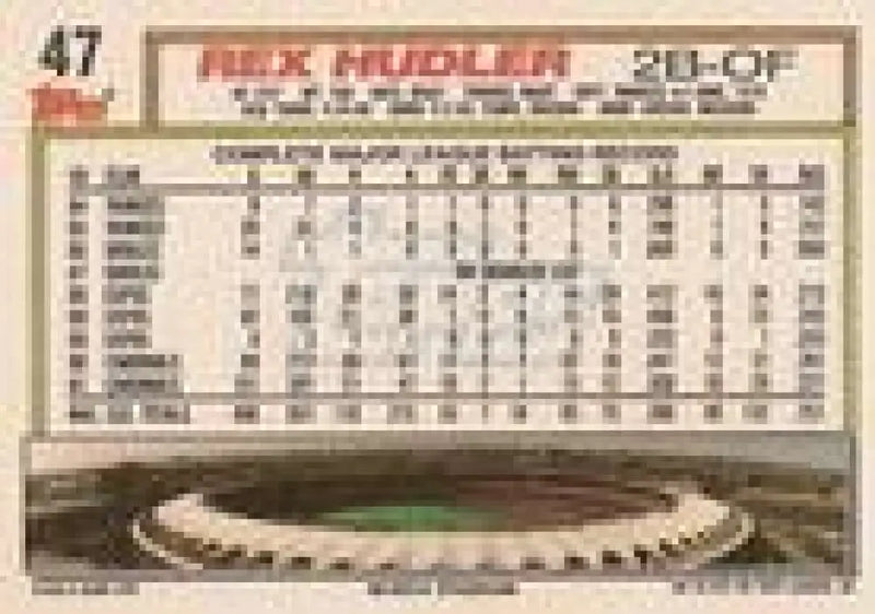 1992 Topps Micro #47 Rex Hudler NM-MT St. Louis Cardinals Baseball Card - Baseball Card Single