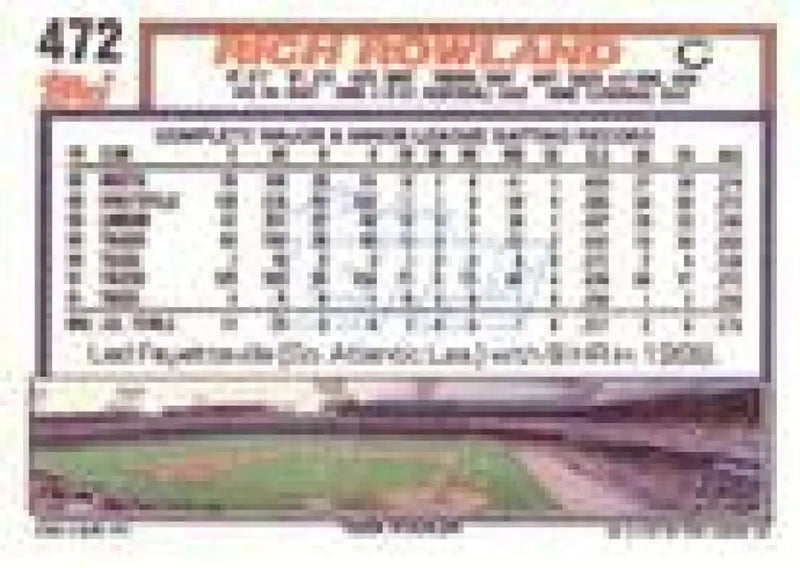 1992 Topps Micro #472 Rich Rowland NM-MT RC Rookie Detroit Tigers Baseball Card - Baseball Card Single