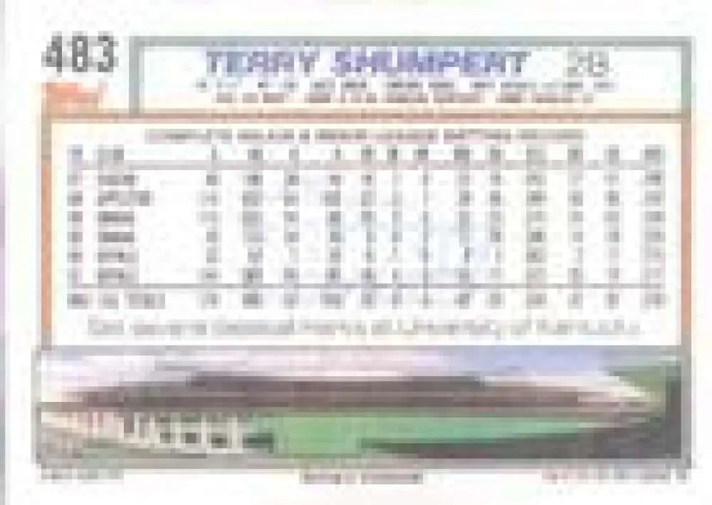 1992 Topps Micro #483 Terry Shumpert NM-MT Kansas City Royals Baseball Card - Baseball Card Single
