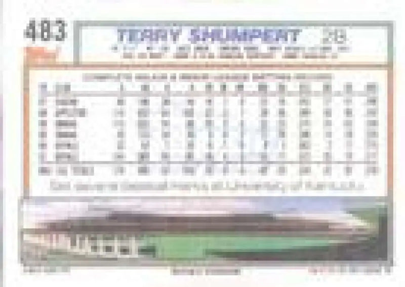 1992 Topps Micro #483 Terry Shumpert NM-MT Kansas City Royals Baseball Card - Baseball Card Single