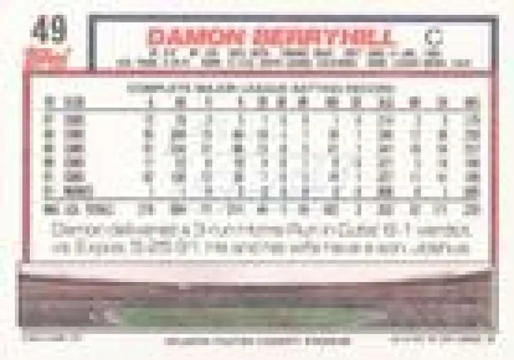 1992 Topps Micro #49 Damon Berryhill NM-MT Atlanta Braves Baseball Card - Baseball Card Single