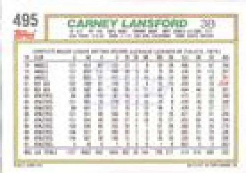 1992 Topps Micro #495 Carney Lansford NM-MT Oakland Athletics Baseball Card - Baseball Card Single