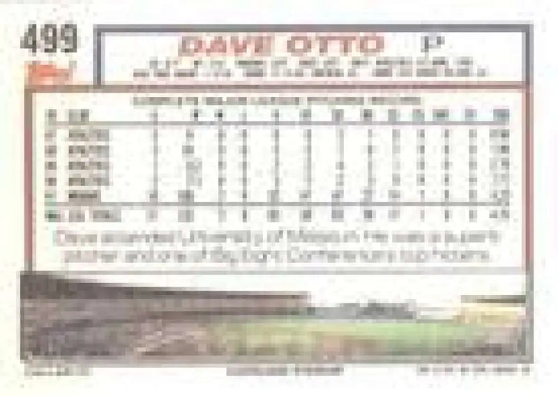 1992 Topps Micro #499 Dave Otto NM-MT Cleveland Indians Baseball Card - Baseball Card Single