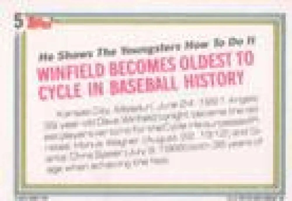 1992 Topps Micro #5 Dave Winfield NM-MT California Angels Baseball Card - Baseball Card Single