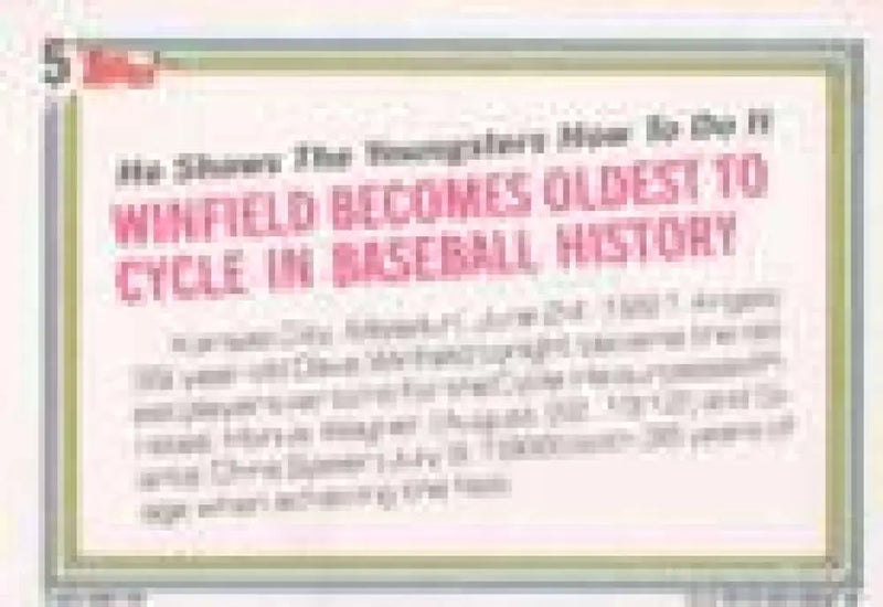 1992 Topps Micro #5 Dave Winfield NM-MT California Angels Baseball Card - Baseball Card Single