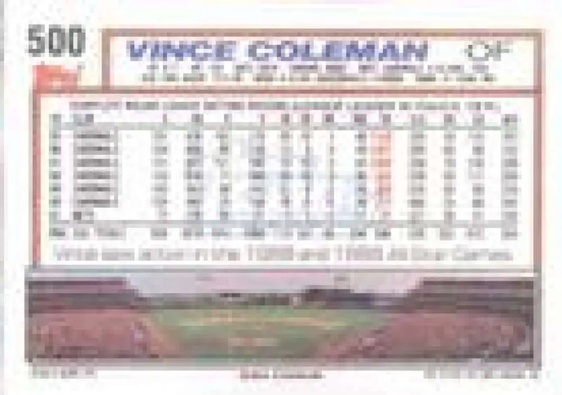 1992 Topps Micro #500 Vince Coleman NM-MT New York Mets Baseball Card - Baseball Card Single
