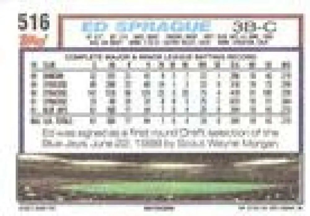 1992 Topps Micro #516 Ed Sprague NM-MT Toronto Blue Jays Baseball Card - Baseball Card Single