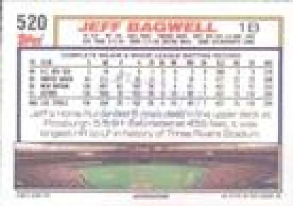1992 Topps Micro #520 Jeff Bagwell NM-MT Houston Astros Baseball Card - Baseball Card Single