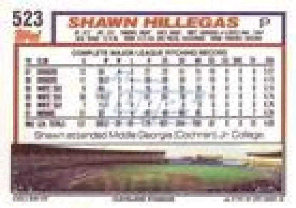 1992 Topps Micro #523 Shawn Hillegas NM-MT Cleveland Indians Baseball Card - Baseball Card Single