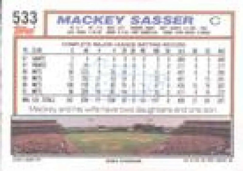 1992 Topps Micro #533 Mackey Sasser NM-MT New York Mets Baseball Card - Baseball Card Single