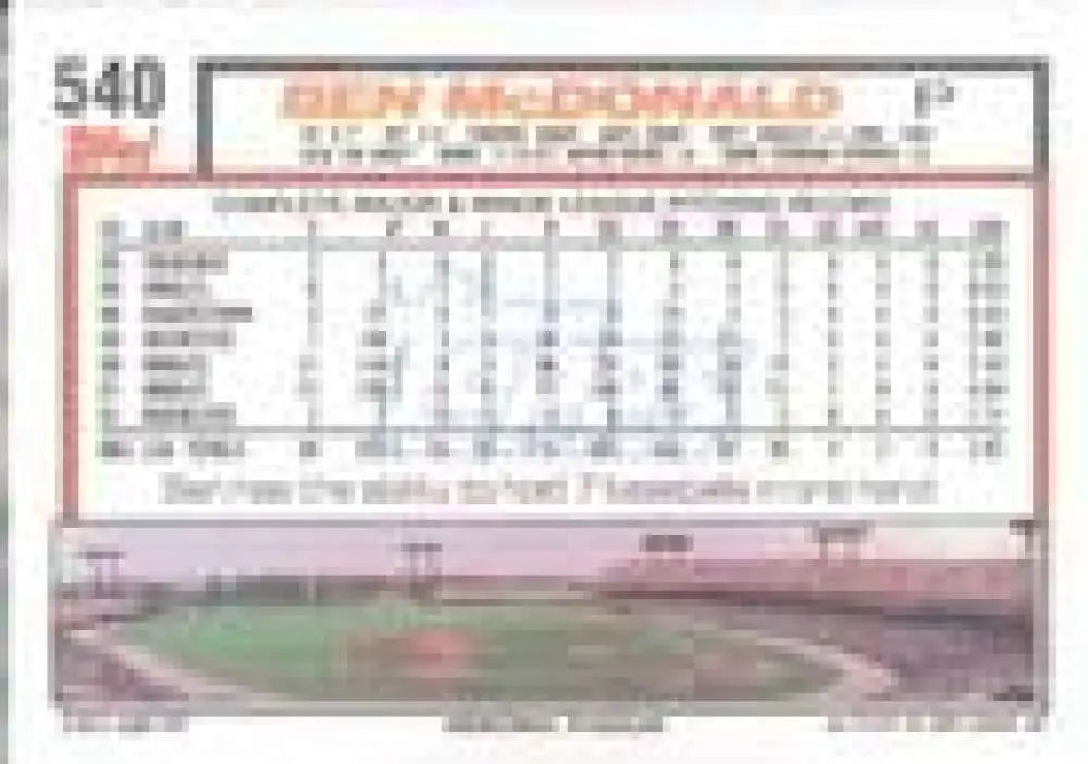 1992 Topps Micro #540 Ben McDonald NM-MT Baltimore Orioles Baseball Card - Baseball Card Single