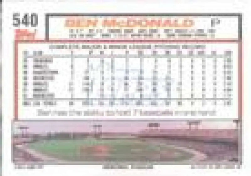 1992 Topps Micro #540 Ben McDonald NM-MT Baltimore Orioles Baseball Card - Baseball Card Single