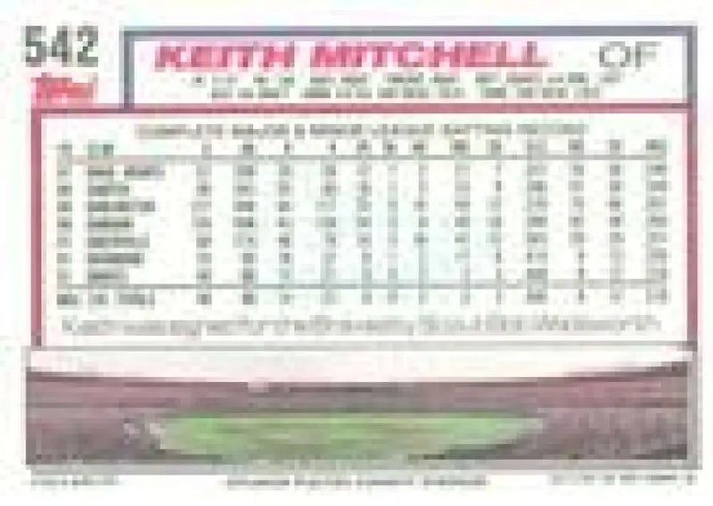 1992 Topps Micro #542 Keith Mitchell NM-MT Atlanta Braves Baseball Card - Baseball Card Single