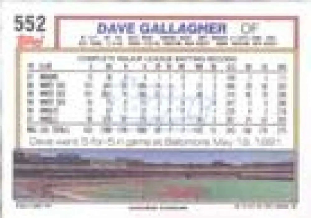 1992 Topps Micro #552 Dave Gallagher NM-MT California Angels Baseball Card - Baseball Card Single