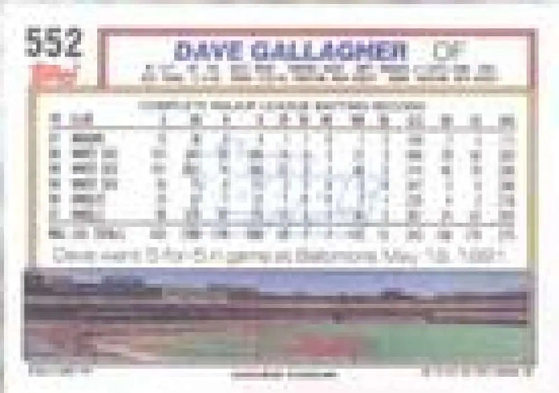 1992 Topps Micro #552 Dave Gallagher NM-MT California Angels Baseball Card - Baseball Card Single