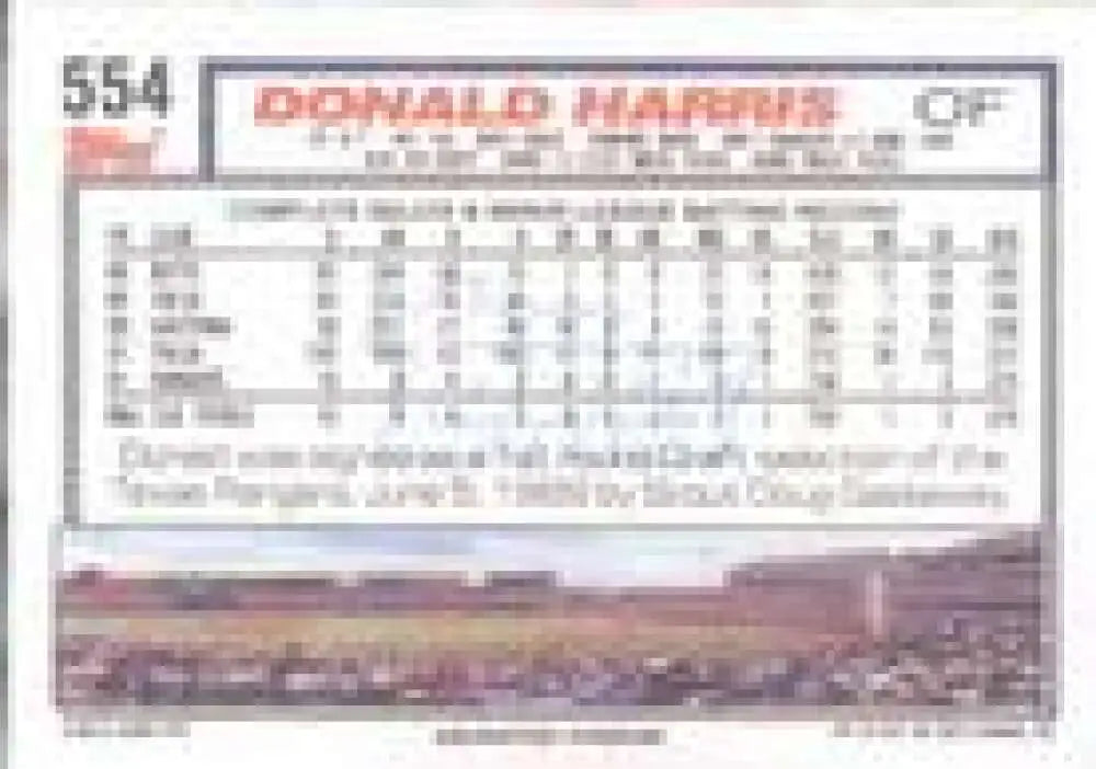 1992 Topps Micro #554 Donald Harris NM-MT Texas Rangers Baseball Card - Baseball Card Single