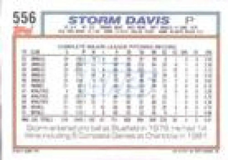 1992 Topps Micro #556 Storm Davis NM-MT Kansas City Royals Baseball Card - Baseball Card Single