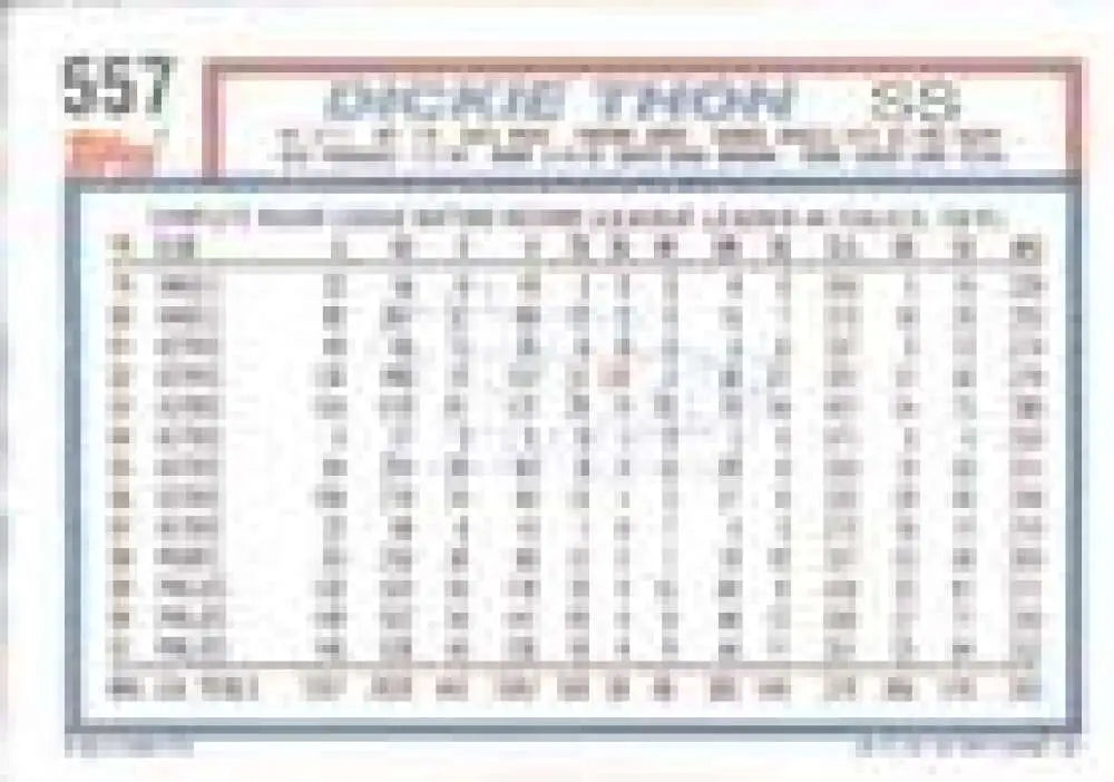 1992 Topps Micro #557 Dickie Thon NM-MT Philadelphia Phillies Baseball Card - Baseball Card Single