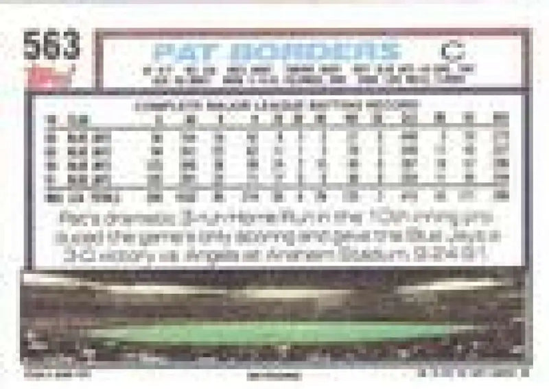 1992 Topps Micro #563 Pat Borders NM-MT Toronto Blue Jays Baseball Card - Baseball Card Single