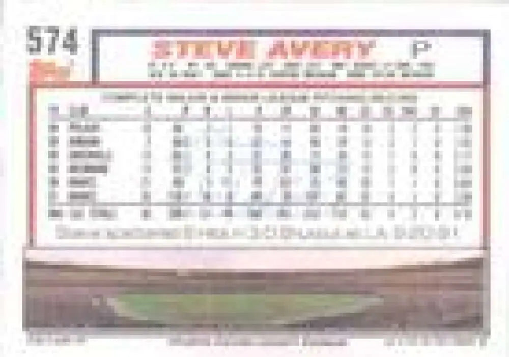 1992 Topps Micro #574 Steve Avery NM-MT Atlanta Braves Baseball Card - Baseball Card Single