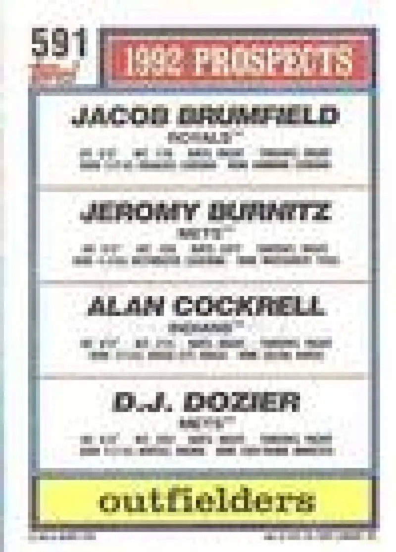 1992 Topps Micro #591 Jacob Brumfield/Jeromy Burnitz/Alan Cockrell/D.J. Dozier NM-MT RC Rookie Kansas City Royals/New