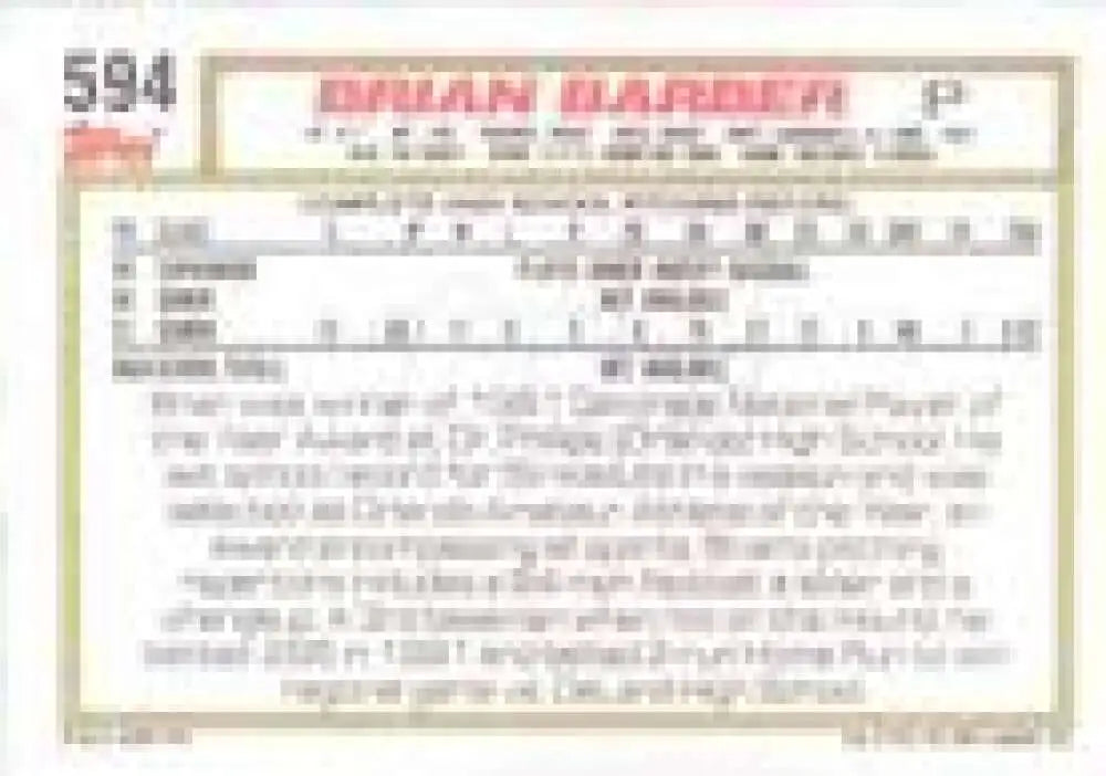 1992 Topps Micro #594 Brian Barber NM-MT RC Rookie St. Louis Cardinals Baseball Card - Baseball Card Single