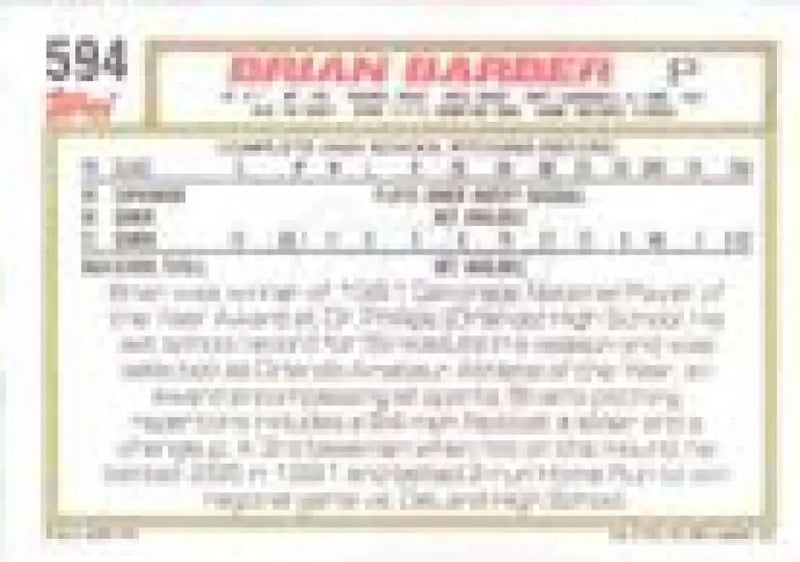 1992 Topps Micro #594 Brian Barber NM-MT RC Rookie St. Louis Cardinals Baseball Card - Baseball Card Single