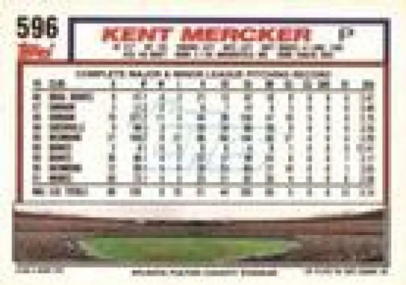 1992 Topps Micro #596 Kent Mercker NM-MT Atlanta Braves Baseball Card - Baseball Card Single
