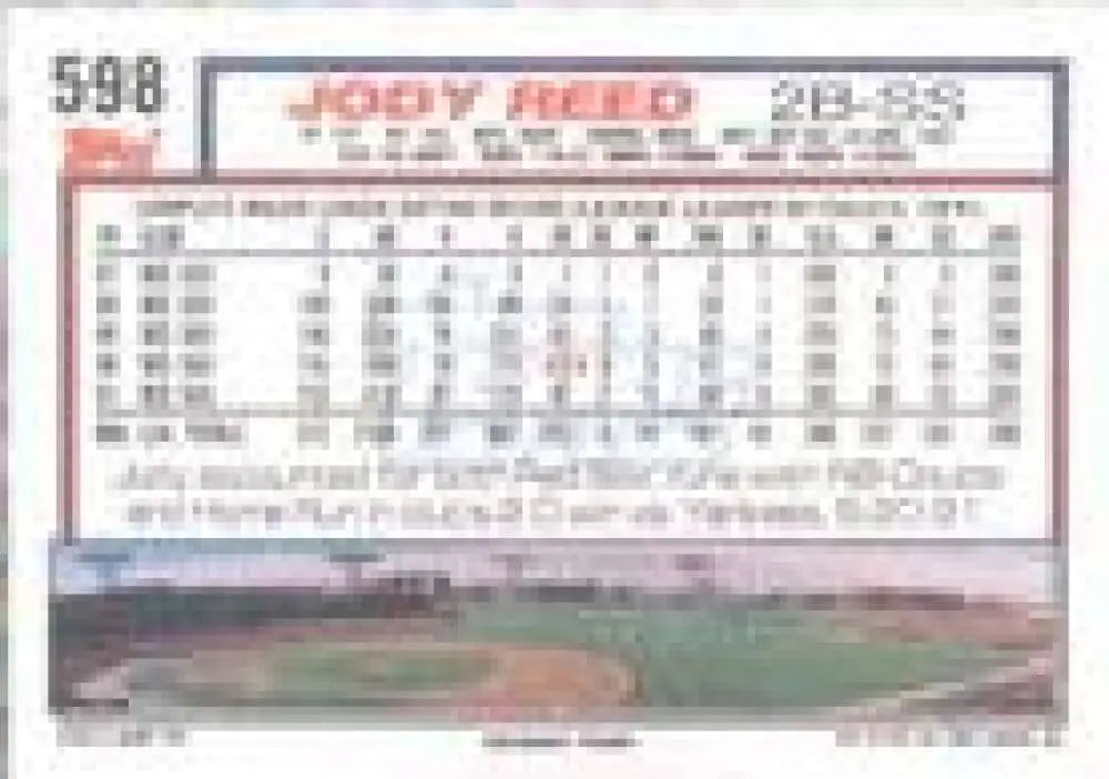 1992 Topps Micro #598 Jody Reed NM-MT Boston Red Sox Baseball Card - Baseball Card Single