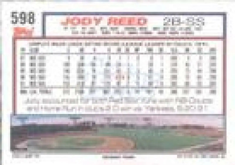 1992 Topps Micro #598 Jody Reed NM-MT Boston Red Sox Baseball Card - Baseball Card Single
