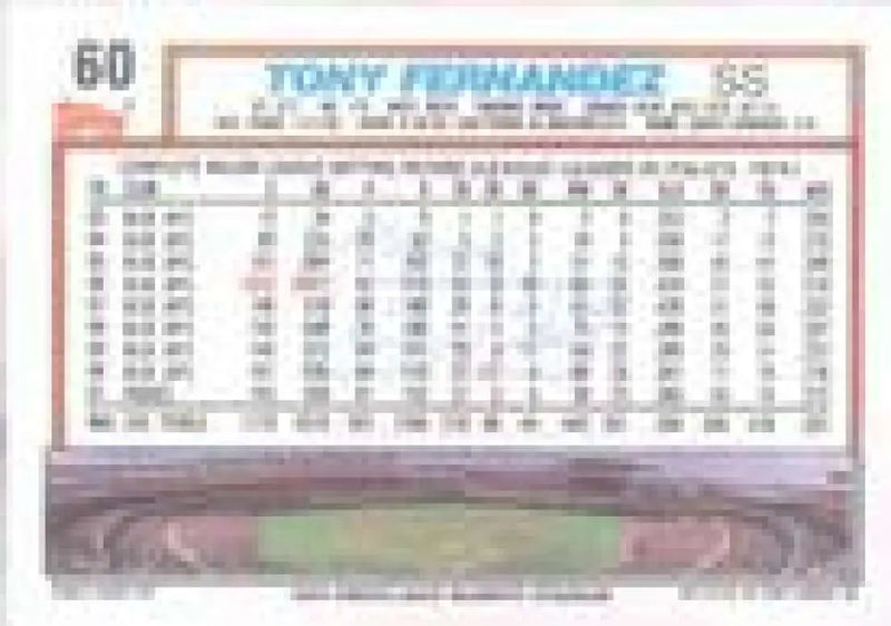 1992 Topps Micro #60 Tony Fernandez NM-MT San Diego Padres Baseball Card - Baseball Card Single