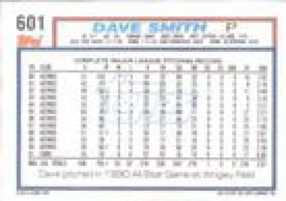 1992 Topps Micro #601 Dave Smith NM-MT Chicago Cubs Baseball Card - Baseball Card Single