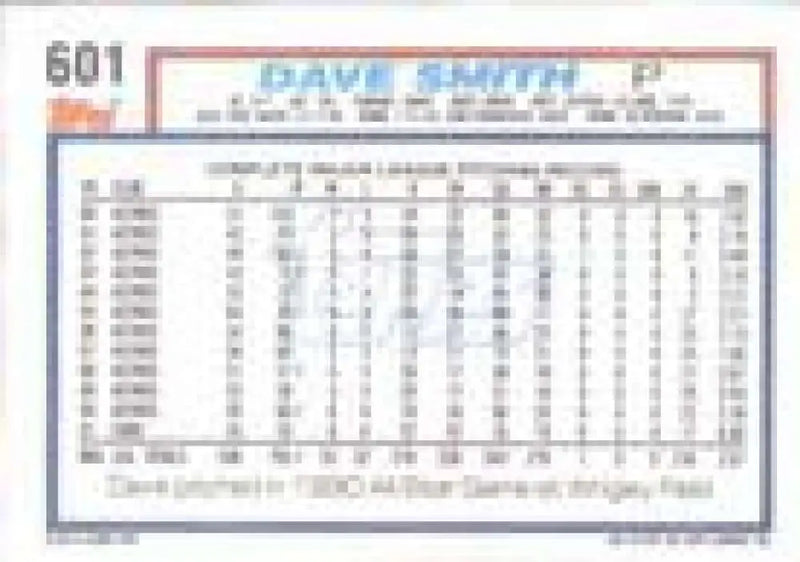 1992 Topps Micro #601 Dave Smith NM-MT Chicago Cubs Baseball Card - Baseball Card Single