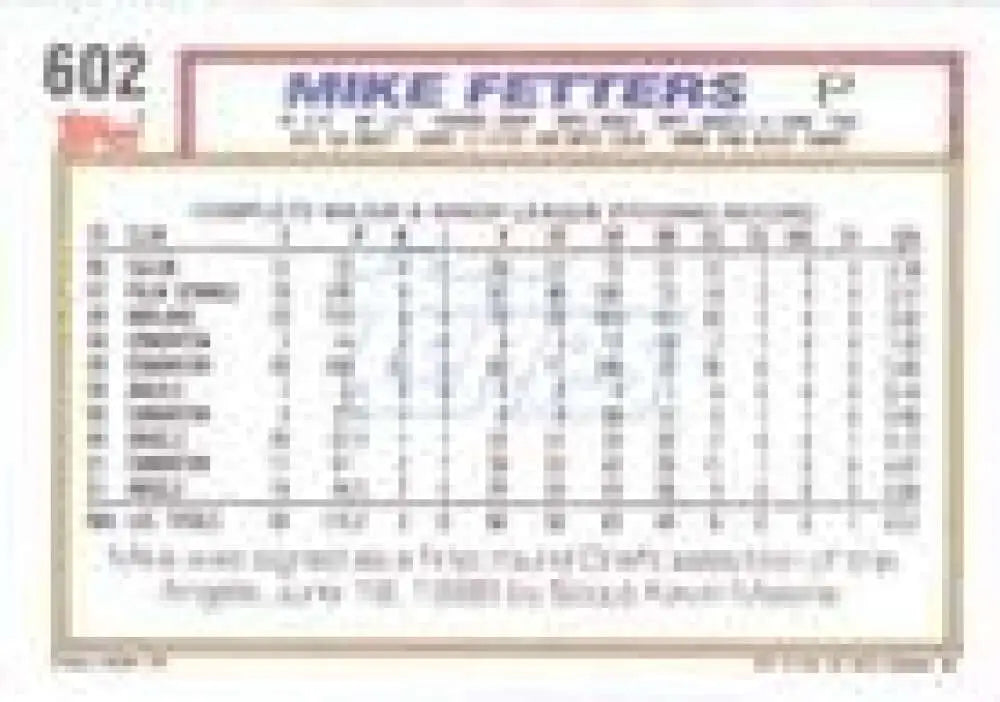 1992 Topps Micro #602 Mike Fetters NM-MT California Angels Baseball Card - Baseball Card Single