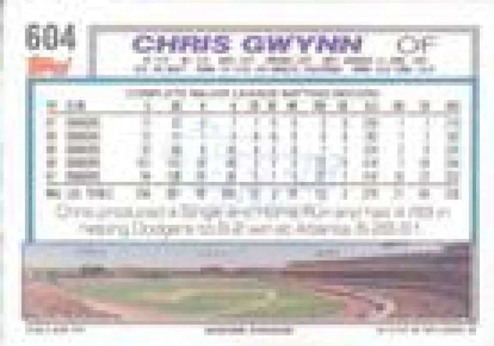 1992 Topps Micro #604 Chris Gwynn NM-MT Los Angeles Dodgers Baseball Card - Baseball Card Single
