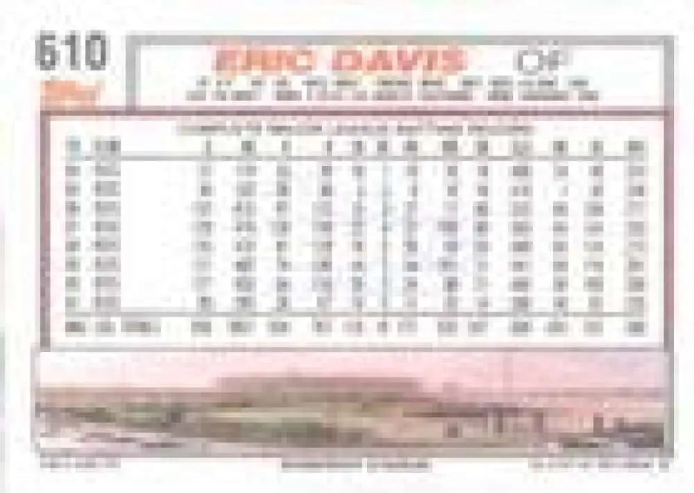 1992 Topps Micro #610 Eric Davis NM-MT Cincinnati Reds Baseball Card - Baseball Card Single