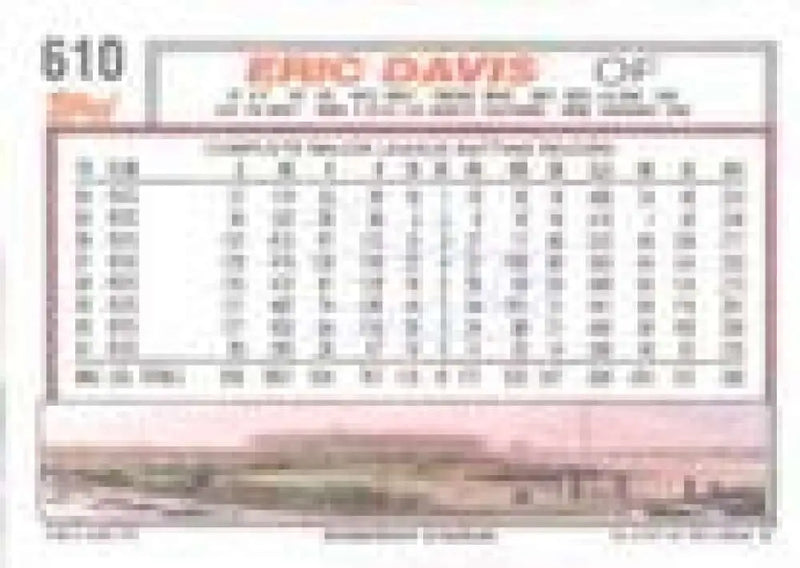 1992 Topps Micro #610 Eric Davis NM-MT Cincinnati Reds Baseball Card - Baseball Card Single